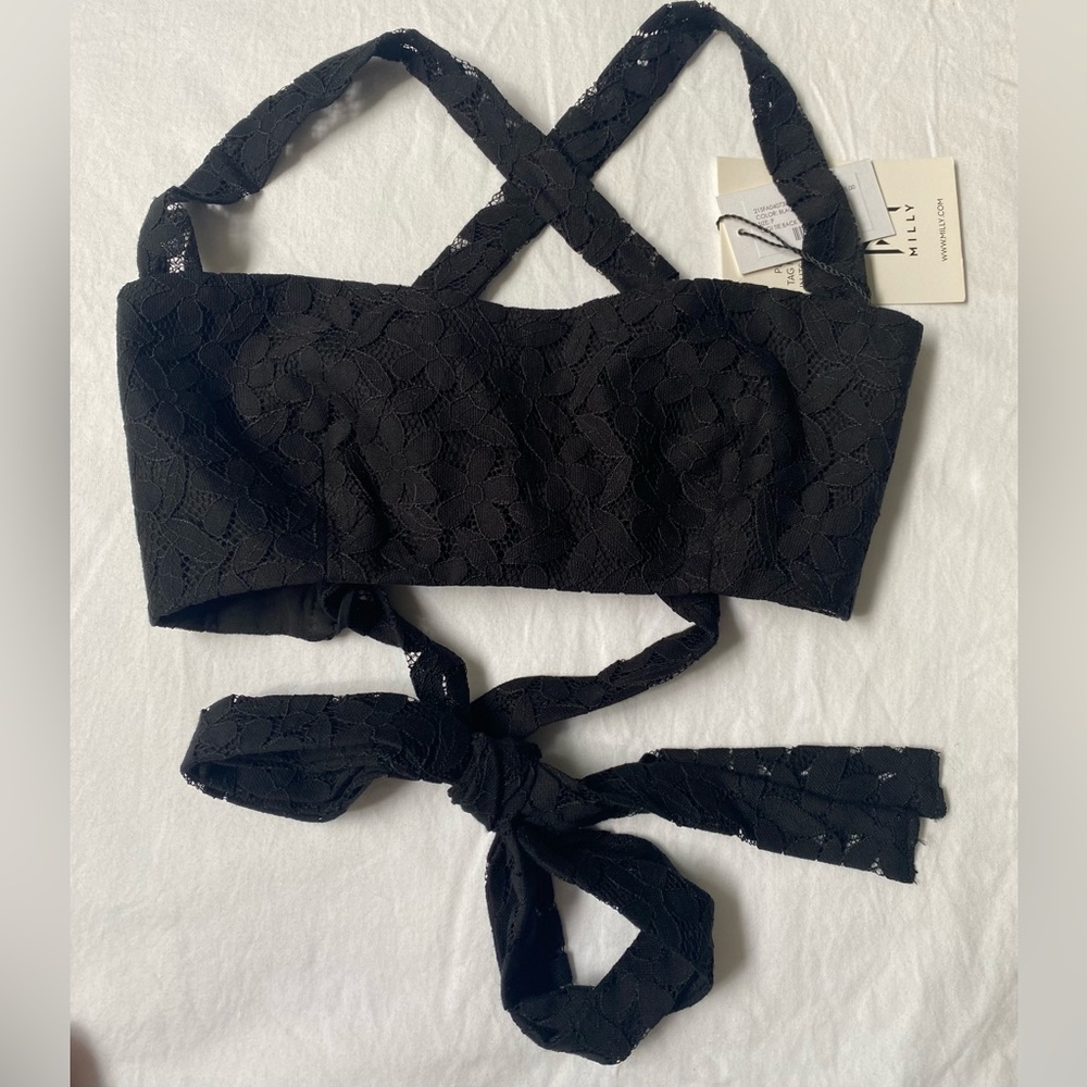 MILLY • Gigi Tie Back Top • NWT • Black • P
